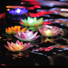 LED Artificial flotante flor de loto vela lámpara para el jardín del hogar boda fiesta decoraciones regalo de San Valentín 2024 - compra barato