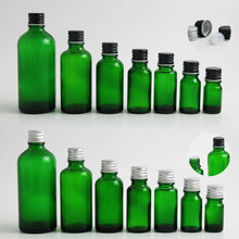 200 x 100ml 50ml 1oz 20ml 1/2oz 10ml 5ml Green Boston Round Glass Essential Oil Bottle,glass bottle with Aluminum Cap 2024 - buy cheap