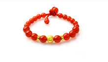 100% Natural Red  24K Yellow gold Dragon Beads Knitting Bracelet 2024 - buy cheap