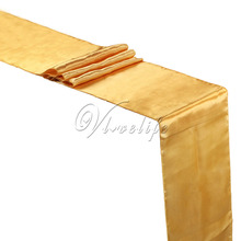 5PCS New Gold  Satin Table Runners 12" x 108'' Wedding Party Banquet Home Hotel Table Decorations 30cm x 275cm 2024 - buy cheap