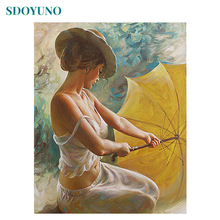 SDOYUNO Frame Umbrella Women DIY Painting By Number Acrylic Paint On Canvas Coloring By Numbers For Home Wall Art Picture Gift 2024 - buy cheap