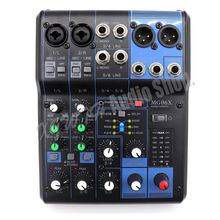 Mixer de som profissional de 6 canais, console de mixagem de som com 6 entradas, compacto, estéreo com efeitos + 48v phantom power mg06x 2024 - compre barato