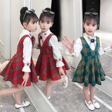 2021 Girl Spring Autumn Fashion Clothing Set Plaid Dress+Embroidery Blouse,Girls Kids Elegant 2pcs Clothes Sets Outfits 2024 - buy cheap