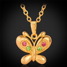 Collares y colgantes de mariposa joyería de moda Vintage Color dorado collar de diamantes de imitación colorido para mujer P1212 2024 - compra barato