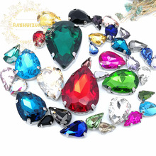 MIX Water drop size 21 different colors Glass Sewing Super quality glass  crystal flatback rhinestones, diy/Clothing 35pcs 8Size 2024 - buy cheap