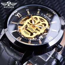 Winner Golden Skull Design Steampunk Luminous Hands Men Sport Wrist Watch Top Brand Luxury Automatic Skeleton Mechanical Watches 2024 - buy cheap
