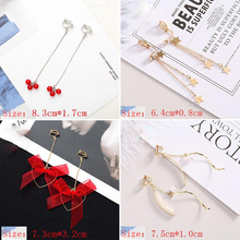 GRACE JUN Wholesale Clip on Earrings No Pierced Fashion Student Party Cuff Earrings Charm Butterfly Tassel Star Long Ear Clip 2024 - buy cheap