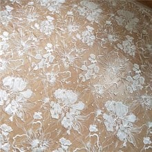 1 Yard Ivory color tulle mesh embroidery lace! Elegant bride wedding dress bridal gowns sewing lace fabric shiny with sequins! 2024 - buy cheap