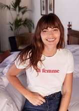 La Femme-Camiseta con estampado de letras para mujer, ropa de moda de algodón, camiseta de estilo veraniego con cuello redondo, Camisetas estampadas tumblr 2024 - compra barato