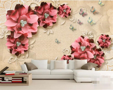 beibehang Custom formaldehyde-free 3d wallpaper vintage jewelry flower butterfly luxury living room TV background 3d wallpaper 2024 - buy cheap