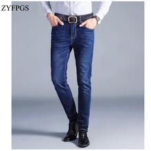 ZYFPGS Man Business Jeans Embroidery Men's Black Jeans Routine Stretch Jeans Male Straight Slim Fit Male Plus Size Pants 29-40 2024 - buy cheap