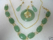 new Style Hot sale***Jewellery jade necklace bracelet earrings sets 17.5"7.5"Fashion Wedding Party Jewellery 2024 - buy cheap