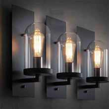 Lâmpada de parede de vidro para interior americano, estilo industrial retrô, arte nostálgica criativa, lâmpada para banheiro e corredor, frete grátis