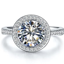 3 Carat Round Brilliant Halo Style Diamond Wedding Engagement Ring Platinum 950 Wedding Ring 2024 - buy cheap
