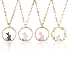 Fashion Alice White Rabbit Necklace Personality Hollow Animal Pearl Rabbit Pendant Clavicle Chain Student Cute Gift Jewelry 2024 - buy cheap