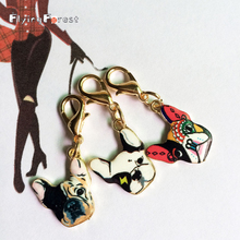 KeyChains 5PCS/LOT Pet Dog Keychain On Bag Bulldog Pendants DIY Alloy Accessories Gifts Wholesale Pet Dog Bag Charm Lobster 2024 - buy cheap