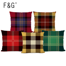 Stripe Plaid Series Cushion Cover Geometric Square Linseed Cotton Sofa Home Decoration Pillowcase 2024 - buy cheap