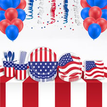 July 4th Theme Party Disposable Tableware Sets US National Flag Design Decorations Sets American Independence Day Party Supplies 2024 - buy cheap