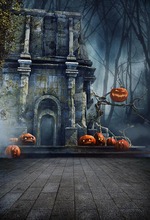 Fondo de Halloween para estudio fotográfico, telón de fondo con calabazas, Castillo escondido en la fotografía de escritorio, fondo extraño 2024 - compra barato