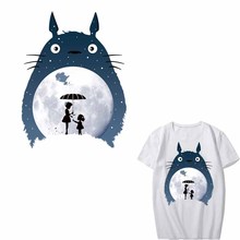Cartoon Totoro Patch Iron on Transfer Moon Patches for Clothes DIY T-shirt Applique Heat Transfer Vinyl Stickers Thermal Press 2024 - buy cheap