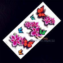 H3D-34 de decoración para el hogar, flor falsa, mariposa, impermeable, tatuajes temporales, pasta, púrpura, azul, 3D, Rosa 2024 - compra barato