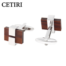 CETIRI Designer Mens Cuff Links For Shirts High Quality Vintage Square Wood Cufflinks With Gift Box Best Gift For Lover 2024 - buy cheap