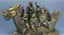 YM  304    6" Old China FengShui Brass Auspicious Eight Immortals Ride Dragon Boat Statue 2024 - buy cheap