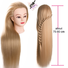 Cabeça de manequim sintético bonecas para cabeleireiros 2 peça 80cm cabelo com presente penteados feminino cabeleireiro estilo formação cabeça 2024 - compre barato
