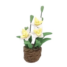 1/12 Dollhouse Miniature Accessories Mini Resin Yellow Cattleya Simulation Orchid Garden Flower Model Toys for Doll House Decor 2024 - buy cheap