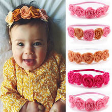 Повязка на голову с розовыми цветами тюрбан головные уборы для новорожденных милые аксессуары для волос 2024 - купить недорого