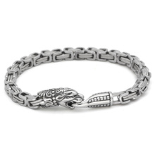 men stainless steel nordic viking odin wolf king chain amulet bracelet -23cm 2024 - buy cheap