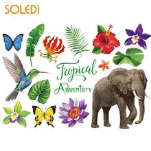 Mural Art Wallpaper Wall Stickers Wall Decal PVC 50*70cm Tropical Elephants Jungle Adventure Self-Adhesive Home Decor 2024 - buy cheap