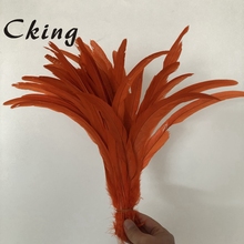 Cking-plumas de gallo de 14-16 pulgadas, colas de color naranja teñidas, para sombreros, joyería, 100 Uds., precio de venta de fábrica 2024 - compra barato