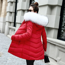 Зимняя женская куртка 2019, модная Утепленная зимняя пуховая куртка, Женская парка, длинное пальто, облегающее пальто с капюшоном, искусственный Лисий мех 2024 - купить недорого
