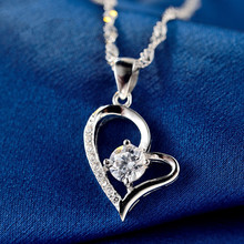 Genuíno 925 colar de prata esterlina aaa zircon coração pingente de prata colar de jóias para presentes femininos 2024 - compre barato
