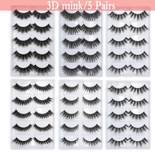 MB 3D 100% 5 Pairs mink eyelashes makeup faux cils natural thick real false 3 pairs lashes fur strip fake eye lashes extension 2024 - buy cheap