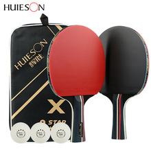 1 Pair Huieson Table Tennis Rackets Rubber Blade Professional Carbon Pingpong Bat Long Pimples Penholder Paddle With Bag 3 Balls 2024 - buy cheap