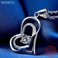Collar de corazón de amor de Plata de Ley 925, collar de corazón de circonita AAAA, joyería de plata de alta calidad 2024 - compra barato
