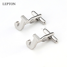 Lepton Stainless steel Letters J Cufflinks for Mens Black & Silver Color Letters J of alphabet Cuff links Men Shirt Cuffs Button 2024 - buy cheap