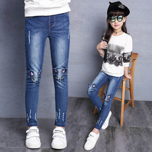 2-14Y Teenage Children Girls Jeans 2019 Warmed Fashion Elastic Waist Pants Kids Skinny Jeans for Girls Trousers Kids Clothes Hot 2024 - buy cheap