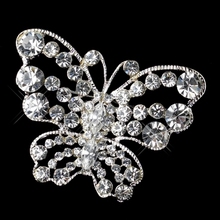 2" Clear Rhinestone Crystal Diamante Elegant Vintage Butterfly Bridal Brooch 2024 - buy cheap