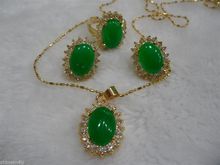 Joyería de moda, hermoso collar de piedra Natural verde, pendiente de anillo 7-9 # Set estilo AAA 100% joyería Natural fina Noble 2024 - compra barato