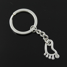 New Fashion Men 30mm Keychain DIY Metal Holder Chain Vintage Hollow Foot Feet 22x14mm Silver Color Pendant Gift 2024 - buy cheap