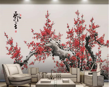 3d papel de parede estilo chinês sala estar quarto flor ameixa mural restaurante sala decoração fundo flor ramo wallpapers 2024 - compre barato