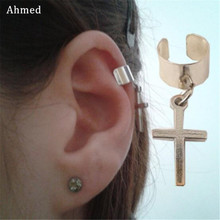 Ahmed Gold Silver Color Simple Cross Pendant Alloy Stud Earrings For Women Fashion Vintage Brinco Bijouterie Ear Clip Jewelry 2024 - buy cheap