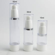 12pcs Small Empty Refillable White Clear Airless Vacuum Pump Cream Bottle Lotion Container 1 oz 15 30 50 ml Travel bottles 2024 - buy cheap