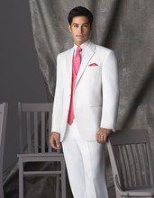 Custom Made Groom Tuxedo Groomsmen White Wedding/Dinner/Evening Suits Best Man Bridegroom (Jacket+Pants+Tie+Vest) B37 2024 - buy cheap