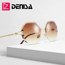 DENISA Pearl Rimless Ladies Sunglasses 2019 Unique Frame Polygon Womens Sunglasses Brand Designer UV400 Fashion gozluk G23001 2024 - buy cheap