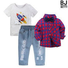 Children Clothing 2021 Autumn Spring Boys Clothes T-shirt+shirt+Pants 3pcs Outfit Kids Clothes Boys Suit For Kids Boys BB455 2024 - buy cheap