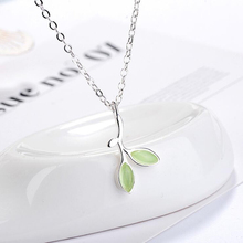 KOFSAC New Fashion Green Crystal Leaves Pendant Jewelry 925 Sterling Silver Necklaces For Women Birthday Party Accessories Gifts 2024 - buy cheap